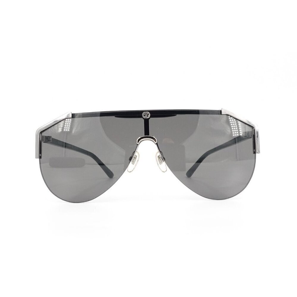 Gucci GG0584 Shield Sunglasses Silver Black OS - Picture 16 of 16
